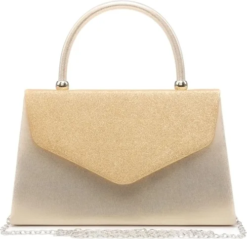 Dasein Bolso de Noche para Mujer, Bolsos de Embrague para Fiesta, Bolsos de Boda, Bolsos de Cóctel y Baile con Brillo Esmerilado Champán