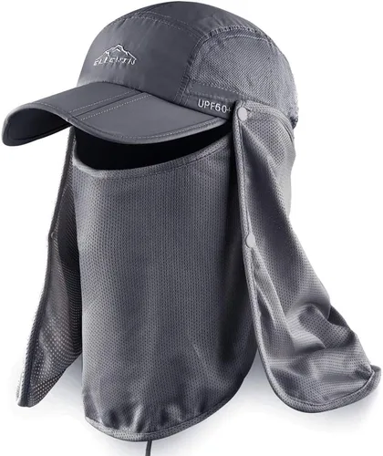 Miniatura 6 de Sombrero solar al aire libre para hombre y mujer, UPF 50+, sombrero de pesca UV con solapa para el cuello y cubierta facial para protección solar