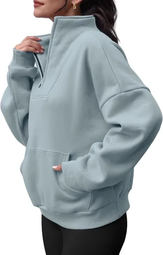 Miniatura 4 de Trendy Queen Sudaderas con media cremallera para mujer, sudaderas con capucha de gran tamaño, suéteres de otoño 2023 Y2K ropa de invierno