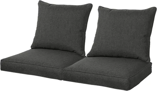Miniatura 8 de QILLOWAY Juego de cojines de poliéster para sillas de exterior, cojines de exterior para muebles de patio, todo tipo de clima. Gris carbón/negro