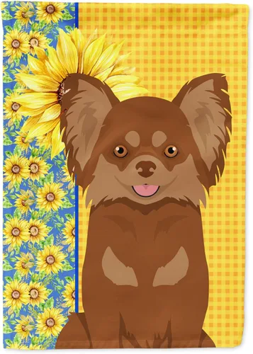 Miniatura 321 de Caroline's Treasures WDK5331CHF - Bandera de verano con diseño de girasoles rojos y blancos, manga grande, para porche, para colgar en la pared