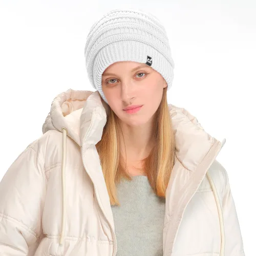 Miniatura 2 de C.C Winter Oversized Beanie Hat with Fuzzy Lining – Thick Knit Thermal Beanie for Cold Weather, Soft Warm Fleece Lined Cap