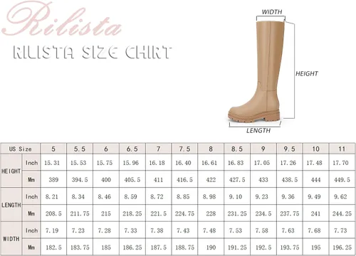 Miniatura 6 de Botas de plataforma hasta la rodilla para mujer, tacón grueso, cremallera lateral, botas de otoño e invierno