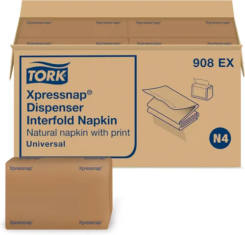 Miniatura 14 de Tork Xpressnap® Servilleta Dispensadora Blanca N4, Dispensado de Una a la Vez, 1 capa, Pliegue 1/4, 13" x 8.5", 12 x 500 Servilletas, 109000