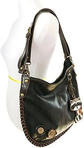 Miniatura 6 de Chala Bolsos de mano, estilo casual, suave, con hombro grande o bolso cruzado con llavero, color azul marino, Búho