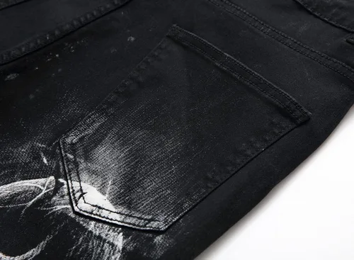 Miniatura 74 de Baylvn - Pantalones de mezclilla entallados y estampados para hombre con corte recto