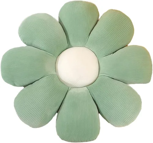 Almohada linda con forma de flor, cojín de flores, almohada de lectura y ocio y almohada cómoda, cojín para automóvil (verde, 60cmx60cm), 1 unidad