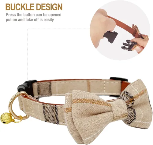 Miniatura 4 de Paquete de 2 collares de perro con corbatín y campanas, ajustable lindo collar de corbatín para perros pequeños, medianos y grandes, mascotas