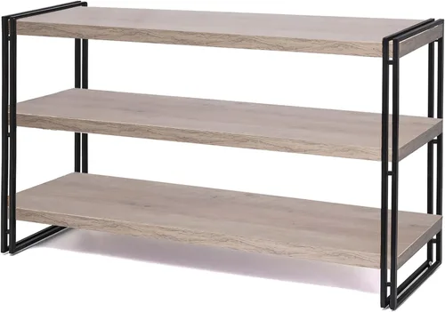 Miniatura 8 de Estantería industrial de madera rústica y metal de 3 niveles (gris oscuro, 3 niveles)