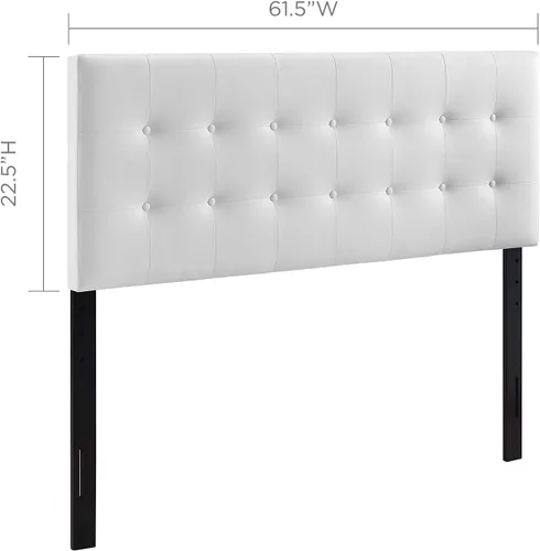 Miniatura 2 de Cabecero de cama individual, Modway Emily, tapizado en vinilo de color blanco, Tela, Blanco (White Vinyl)