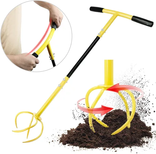 Miniatura 2 de Altdorff Taladro manual para jardinería, cultivador manual de garra de jardín con mango ergomómico, cultivador de acero, aireador de césped