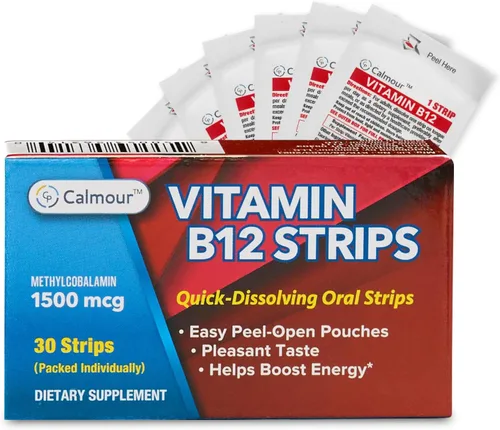 Miniatura 7 de Paquete de 100 tiras de vitamina B12 Tiras con sabor a menta fáciles de disolver por vía oral Tiras de 1500 mcg Vit B12 se disuelve debajo