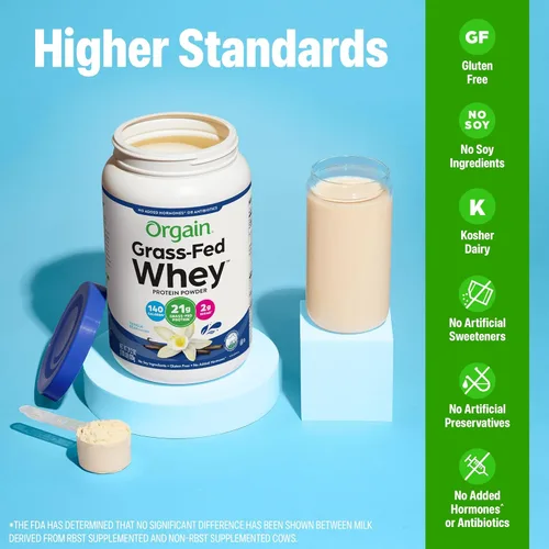 Miniatura 5 de De Orgain Grass, Fed Whey, proteína en polvo, 2 sabores, 11 onzas, 12