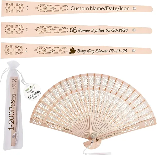 Abanicos de boda personalizados para invitados, ventilador personalizado a granel de madera plegable grabado a mano nombre/fecha para boda, baby