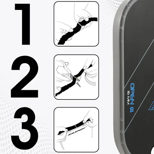 Miniatura 3 de PICKLETECH Cinta de protección de pala de pickleball – Protector de borde de cabeza de paleta – Cinta de protección de borde de raqueta ajuste gris