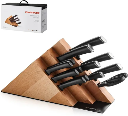 Miniatura 11 de KINGSTONE Juego de 14 cuchillos con portacuchillos, cuchillos de acero inoxidable de alto carbono con filo de precisión y durabilidad prolongada