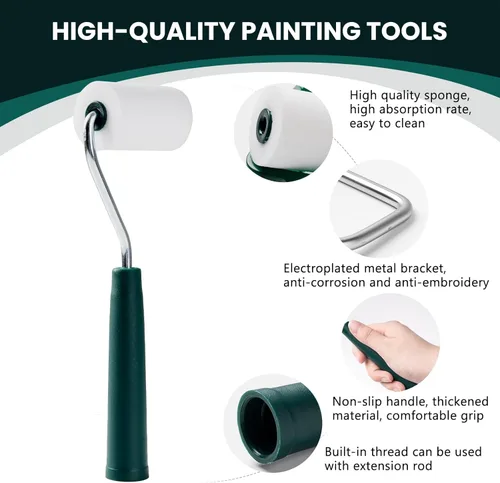 Miniatura 4 de Kit de rodillo de pintura de espuma CoatPro Twools, 2 pulgadas, paquete de 10 rodillos pequeños con rodillo de pintura de espuma de alta densidad