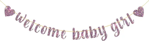 Cartel de bienvenida para bebé niña, decoración de baby shower, fiesta de revelación de género, suministros de decoración para fiesta de primer