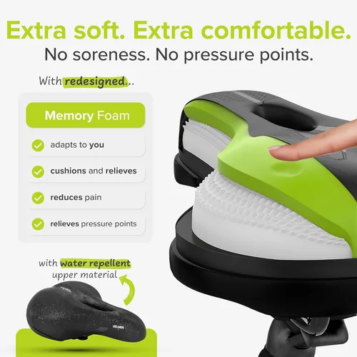 Miniatura 3 de VELMIA Sillín de bicicleta - Cómodo sillín para hombres y mujeres - Concepto de 3 zonas - Asiento de bicicleta impermeable con diseño ergonómico