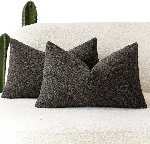 Miniatura 80 de Foindtower - Juego de 2 fundas decorativas de textura de bucle, fundas de almohada acentuadas, fundas de cojín sólidas, neutrales, para sofá, silla