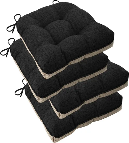 Miniatura 12 de ELFJOY Cojines para sillas de comedor de 18 x 18 x 3 pulgadas, juego de 4 cojines para sillas de cocina con lazos y respaldo antideslizante, cómodo