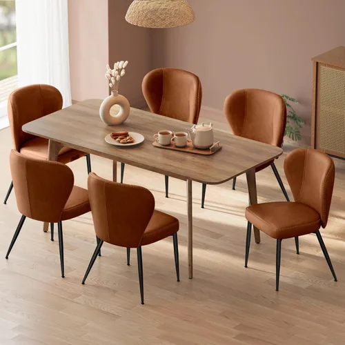 Miniatura 18 de VASAGLE Colección EKHO - Juego de 4 sillas de comedor, sillas tapizadas para cocina, asiento cómodo, cuero sintético con costuras, estilo de marrón
