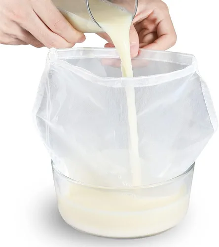 Bolsa de leche de nueces para colar, bolsa de colador fina reutilizable sin BPA, bolsa de estopilla sin blanquear, filtro de yogur, filtro de jugo y