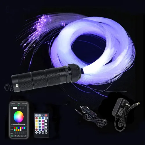 Miniatura 9 de AZIMOM Uso del automóvil 6W RGBW 550pcs 0.03in 13.1ft Luces de fibra óptica Starlight Kit de luz de techo Kit de luz de techo Resplandor final Cable