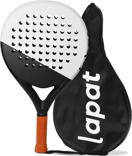 LAPAT Raqueta de pádel con bolsa de cubierta, superficie de carbono con espuma viscoelástica EVA, raquetas de pádel ligeras, tenis POP White Seúl