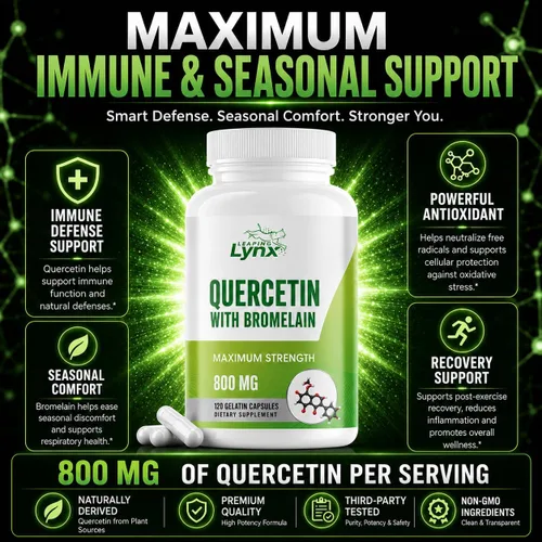 Miniatura 2 de Leaping Lynx Quercetina con bromelina – 800 mg de quercetina + 165 mg de bromelina 120 cápsulas (suministro para 60 días) Apoyo inmune