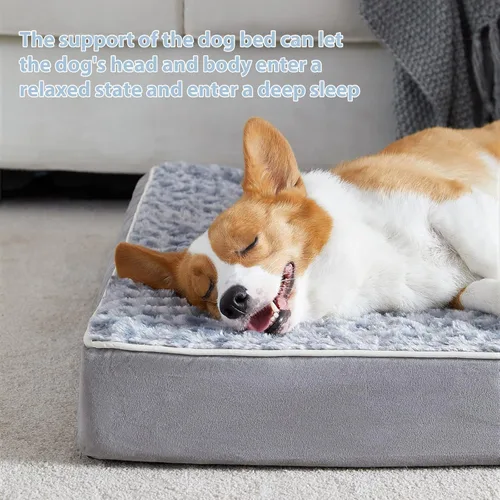 Miniatura 3 de WNPETHOME Cama ortopédica grande para perro, cama grande impermeable para perros con funda extraíble lavable y parte inferior antideslizante, Gris
