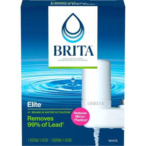 Brita Sistema de filtro de agua para montaje en grifo, blanco, filtración sin espera, fácil instalación, filtro de agua multiusos para cocinas,