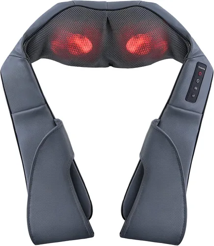 TRIDUCNA Shiatsu Masajeador de cuello, espalda y hombros con calor, almohada eléctrica de masaje de tejido profundo 3D para espalda baja, Gris