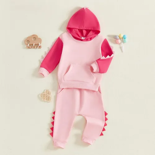 Miniatura 20 de Conjunto de ropa de otoño e invierno para bebé y niño, sudadera larga con capucha y pantalones para niños pequeños, 6, 12, 18, 24 meses, 2T