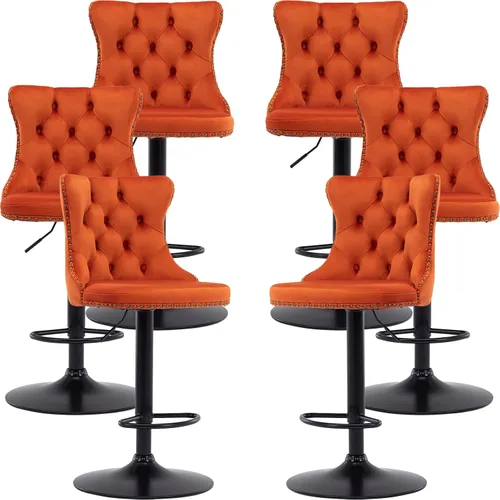 Miniatura 16 de Juego de 2 taburetes de bar giratorios de altura de mostrador, taburetes de bar de isla de cocina color crema, sillas de terciopelo ajustables