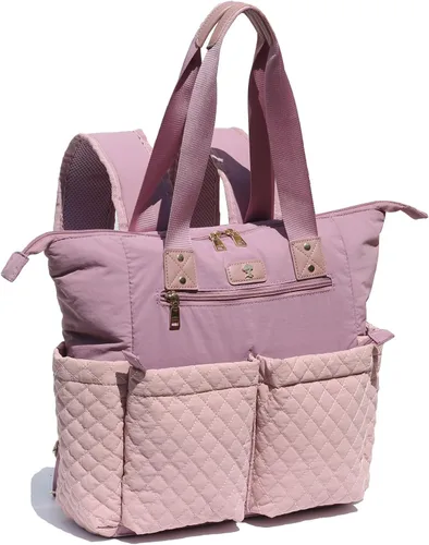 ESVAN Bolsa de pañales Totepack Mochila 2 en 1 para mujer, multifuncional, de gran capacidad, con bolsillos aislados, viaje | Multifunctional Rosa