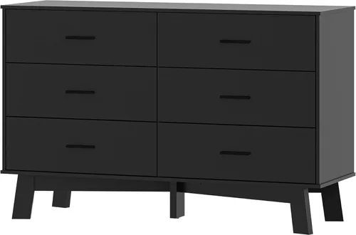 Miniatura 8 de BORNOON Cómoda para dormitorio con 6 cajones, cajonera moderna de 47.2" con manijas de metal, base en forma de X y pata central ajustable