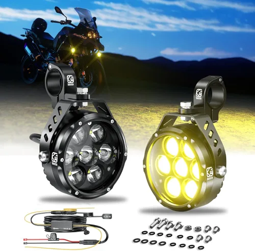 Miniatura 8 de Kewig Cápsulas de Luz LED Blanco Ámbar de 4 Pulgadas 96W, 6 Modos Cápsulas de Luz Antiniebla de Doble Color Cubo, Luces Combo Spot Flood