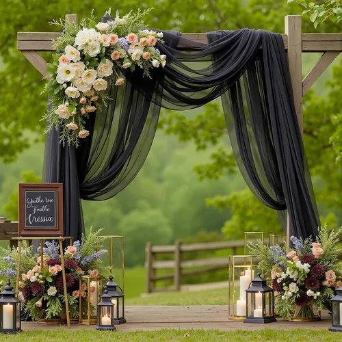 1 panel de cortina de telón de fondo transparente para arco de boda, cortina de arco para boda, recepción, decoración de fiesta de despedida de