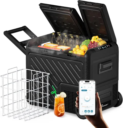 Miniatura 13 de WOLFBOX Refrigerador de coche de 12 V, refrigerador de coche de doble zona de 39 cuartos de galón, congelador portátil (-8 ℉ ~ 68 ℉) con 12/24 V CC
