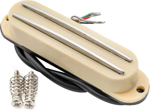 Miniatura 6 de Musiclily Pastilla Humbucker de Doble Carril Caliente de Alta Salida Tamaño de Bobina Simple para Guitarra para Fender Squier Strat, Crema