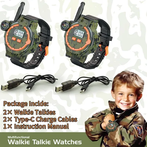 Miniatura 6 de Walkie Talkie recargable para niños, radio bidireccional Walky Talky con linterna, juego para exteriores, interfono, juguete y regalos para niños