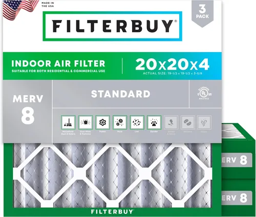 Miniatura 32 de Filterbuy - Filtro de aire MERV 8 de 21x22x1 de defensa esencial contra el polvo y las alergias (paquete de 3), filtros plisados electrostáticos