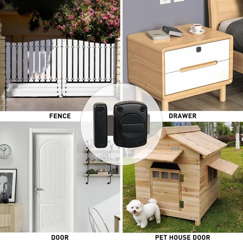 Miniatura 6 de Alise MS220B-2P - 2 pestillos de puerta deslizante, tamaño mediano, seguridad de doble cara, rotación, herrajes para caja de almacenamiento, Negro