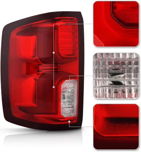 Miniatura 4 de KEEKPO - Para Chevy Silverado 1500 del 2016 al 2018, juego de luces LED de cola de fábrica, luces de freno de reemplazo, izquierda+derecha Rojo