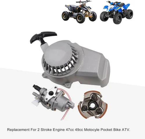 Miniatura 6 de GOOFIT Carburador de 0.512 in con embrague de arranque de arranque de repuesto para motor de 2 tiempos 47cc 49cc SSR SX50 Mini Dirt Bike Moto Quad