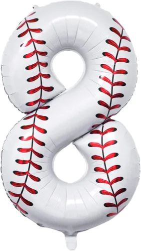 Miniatura 8 de Decoraciones de cumpleaños de béisbol, globo de béisbol número 1 de 40 pulgadas, globos temáticos deportivos para decoración de fiesta de primer