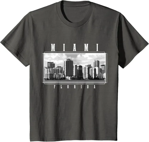 Miniatura 33 de Miami Skyline Florida Pride Vintage Miami Camiseta, Negro