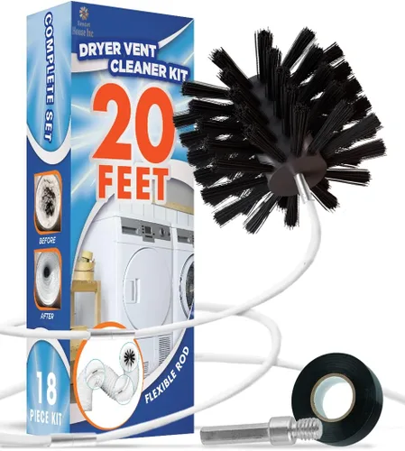 El kit profesional de limpieza de ventilación para secadora - (20 pies) removedor de pelusas innovador, reutilizable, hecho de nailon fuerte |