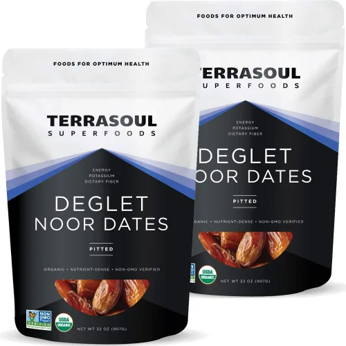Terrasoul Superfoods Dátiles orgánicos para deglete, 4 libras (paquete de 2) - Sin hueso | Fresco | Edulcorante natural